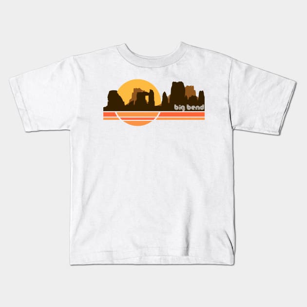 Big Bend National Park Retro 70s Tourist Souvenir Kids T-Shirt by darklordpug